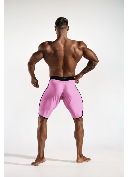 Men's Physique súťažné plavky - Light Pink (čierny bočný lem)